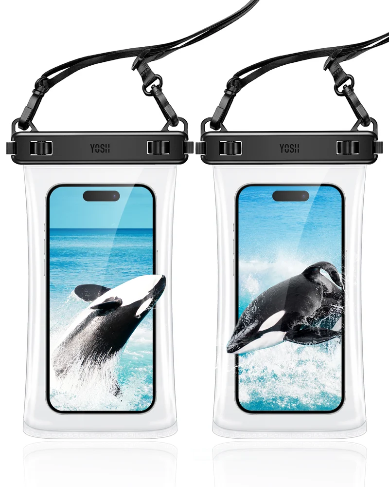 YOSH TPU Waterproof Phone Pouch, 2 Pack Crossbody Waterproof Phone Case, IPX8 Underwater Phone Cases for Swimming for iPhone 17 16 15 14 Plus 13 Pro Max Samsung S24 23 S22 A55 Xiaomi Huawei up to 7.5"