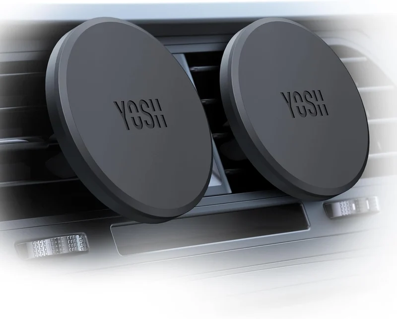 YOSH MagSafe Car Mount Air Vent, 2-Pack [1S Install & Full-Rubber Protection] Magnetic Phone Holder with Metal Rings, Car Phone Holder Magnetic Compatible with iPhone 17/16/15/14/13/12 Samsung