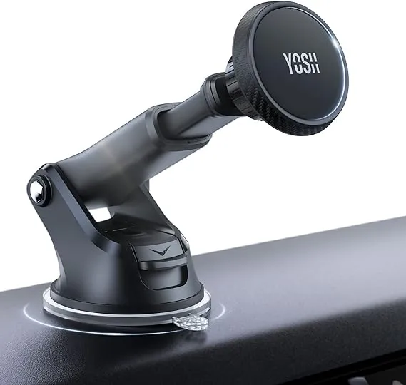 YOSH Magnetic Car Phone Holder for Dashboard & Windscreen, Adjustable Car Phone Mount with 6 Strong Magnets & Washable Suction Cup, Phone Holder Cradle for iPhone Pro Max XS XR Samsung