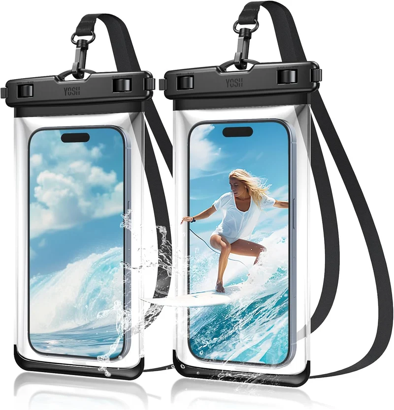 YOSH Waterproof Phone Pouch [Side Button Friendly], 2 Pack IPX8 Waterproof Phone Case for Swimming, Underwater iPhone Case Travel Essential for iPhone 17 16 15 14 Pro Max, Galaxy S24 Ultra up to 7.2"
