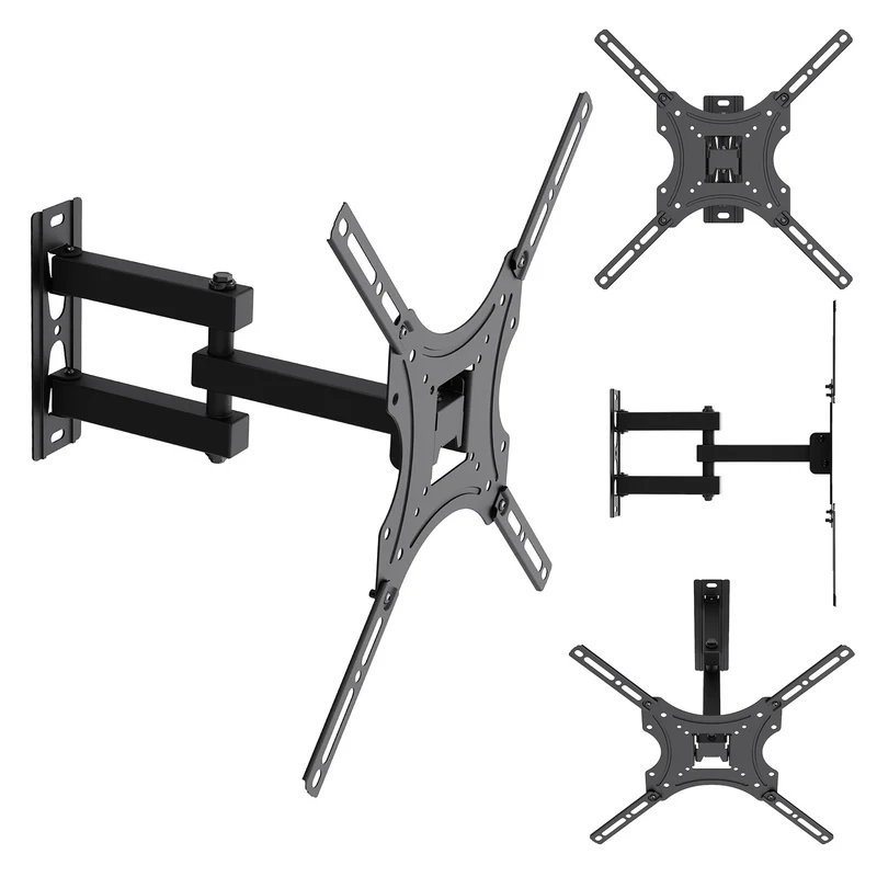 Maclean TV-Halterung/Aufhängung, max. VESA 400x400, 32–55", bis zu 25 kg, schwarz, Neigungsverstellung 0°–-15° und Schwenkverstellung +90°–-90°, MC-190
