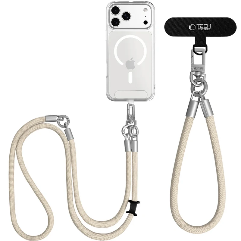 Handy-Schlüsselband für Telefon Tech-Protect C10S Rope Crossbody Wrist, Beige