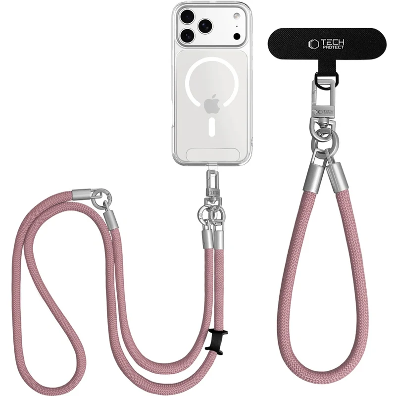 Handy-Schlüsselband für Telefon Tech-Protect C10S Rope Crossbody Wrist, Rosa