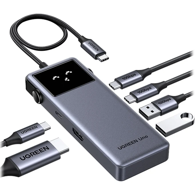 HUB 6in1, HDMI 4K/60Hz, 3x USB-A, USB-C, USB-C PD 100W, 5 Gb/s, Ugreen CM889, Grau