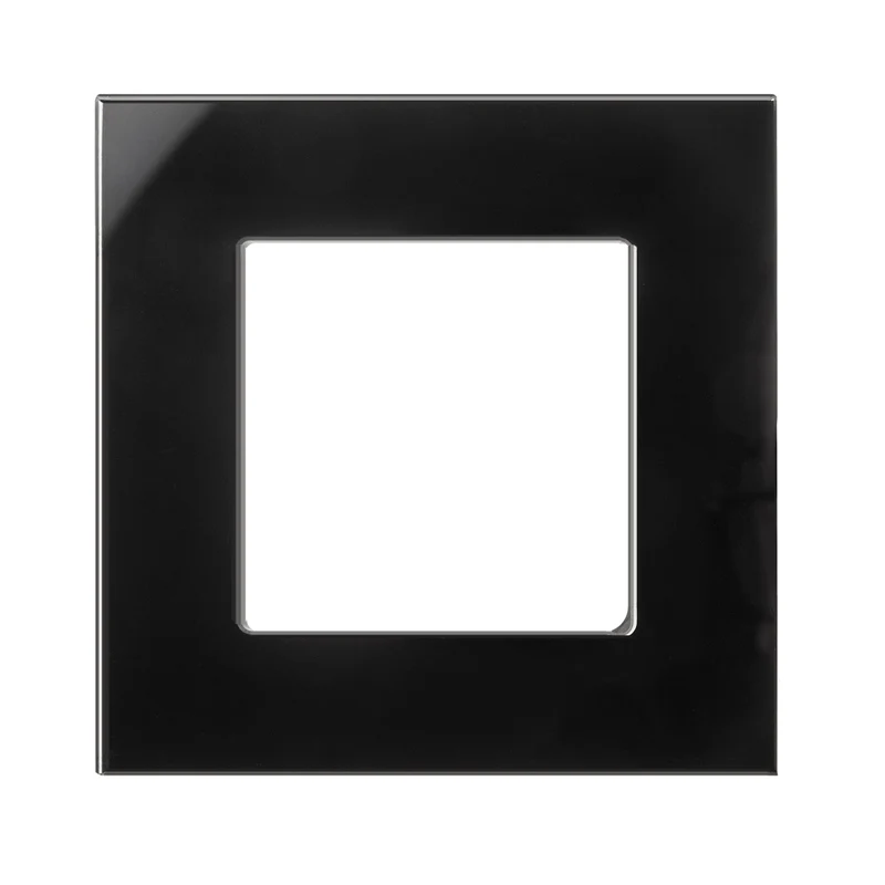 Glasrahmen Panel 86x86mm für Steckdose Modulare Wandsteckdose Unterputzdose Wanddose Einbaudose Unterputz Montage (Glasrahmen für Steckdose, Schwarz)
