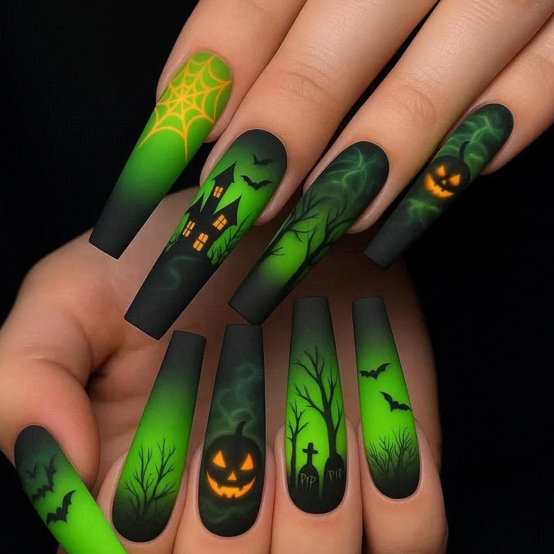 Spooky Halloween-Themen 3D Nagelkunst Verlängerungen Karnz