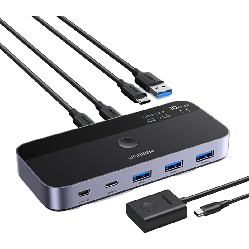 Switch, USB-Verteiler, USB 3.0, 3x USB-A, 1x USB-C, 2x USB-A, Ugreen CM662, Grau