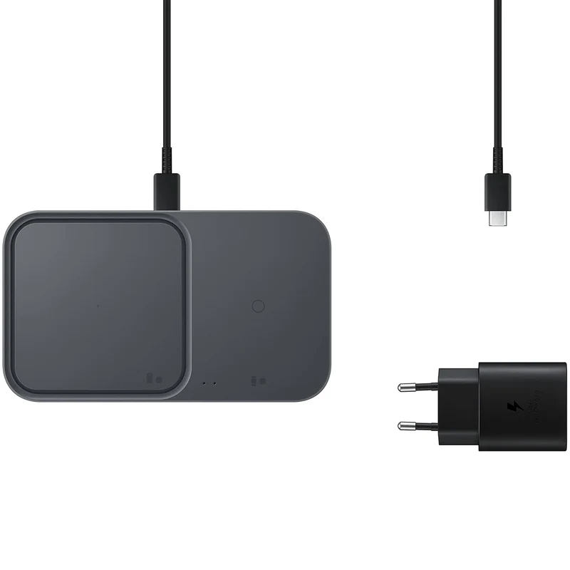 Induktionsladegerät + Netzladegerät Samsung Wireless Charger Duo EP-P5400 15W, Grau