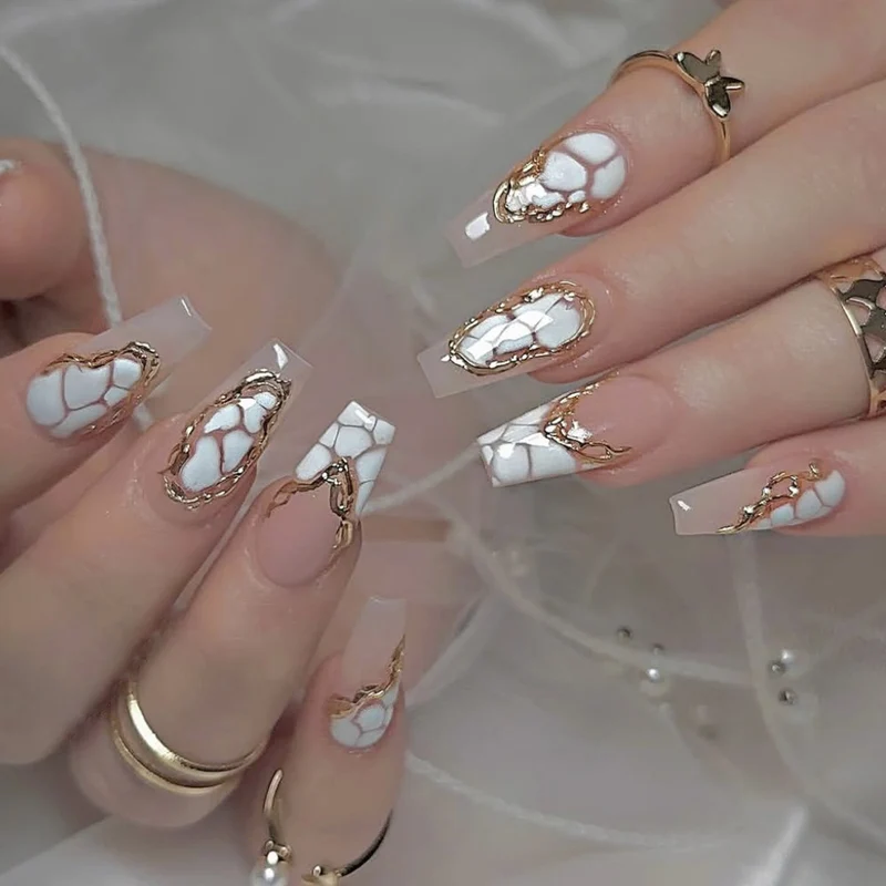 Marmor Effekt Stiletto Nagel Kunst Erweiterungen Karnz