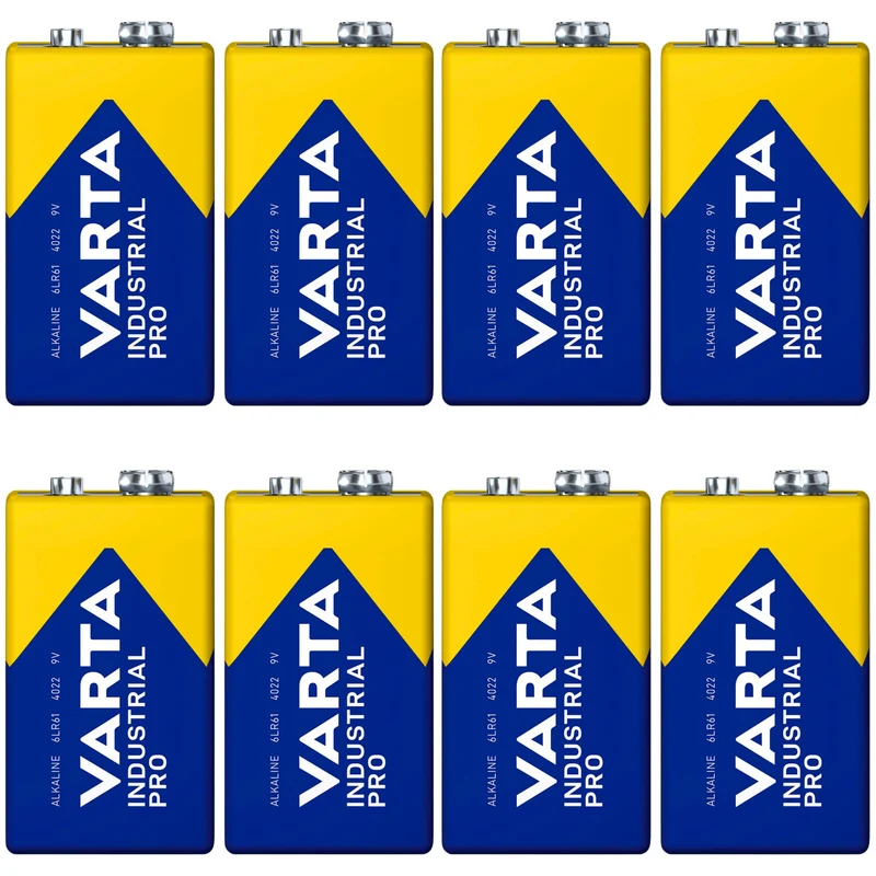 8x Batterie R9V R-9 6LR61 9V R-9 Alkaline Varta Industrial Pro