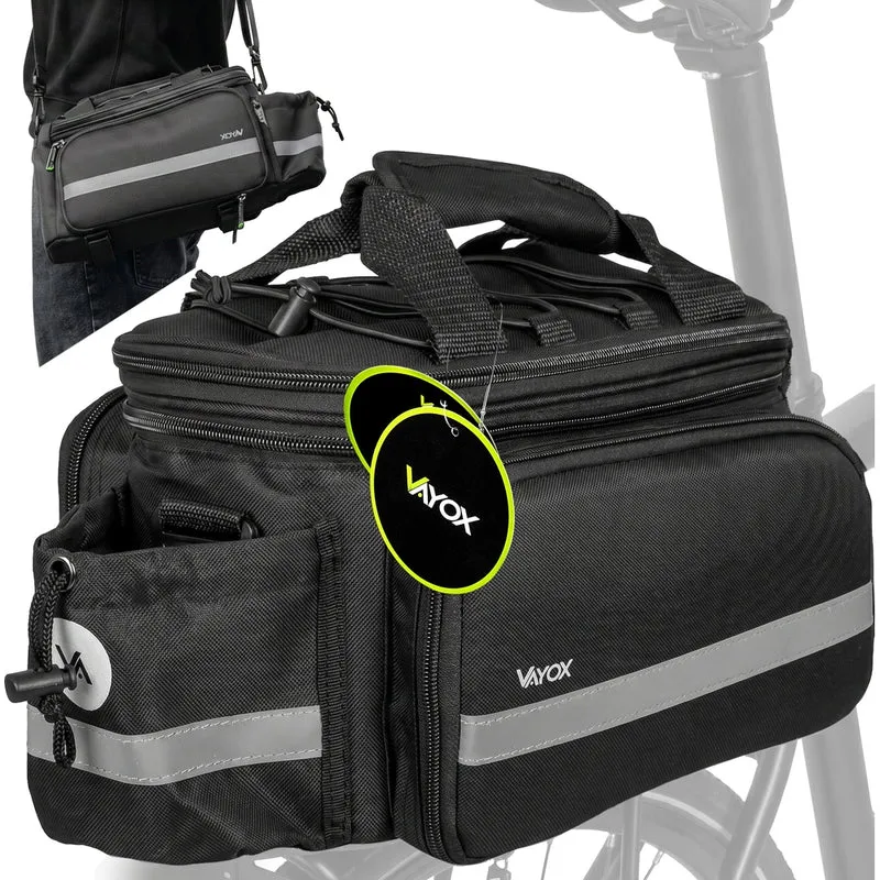 Fahrradtasche für den Gepäckträger mit Seitentaschen, Vayox VA0449 10 - 29L, Schwarz