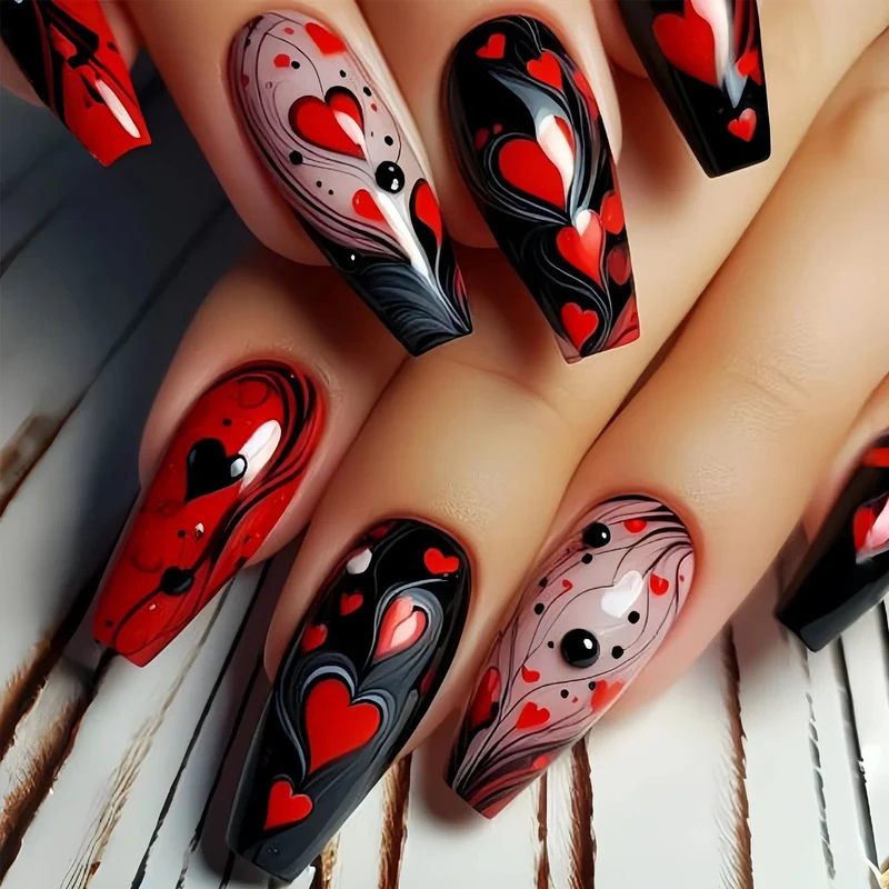 Herz-Muster 3D Nagelkunst Verlängerungen Karnz