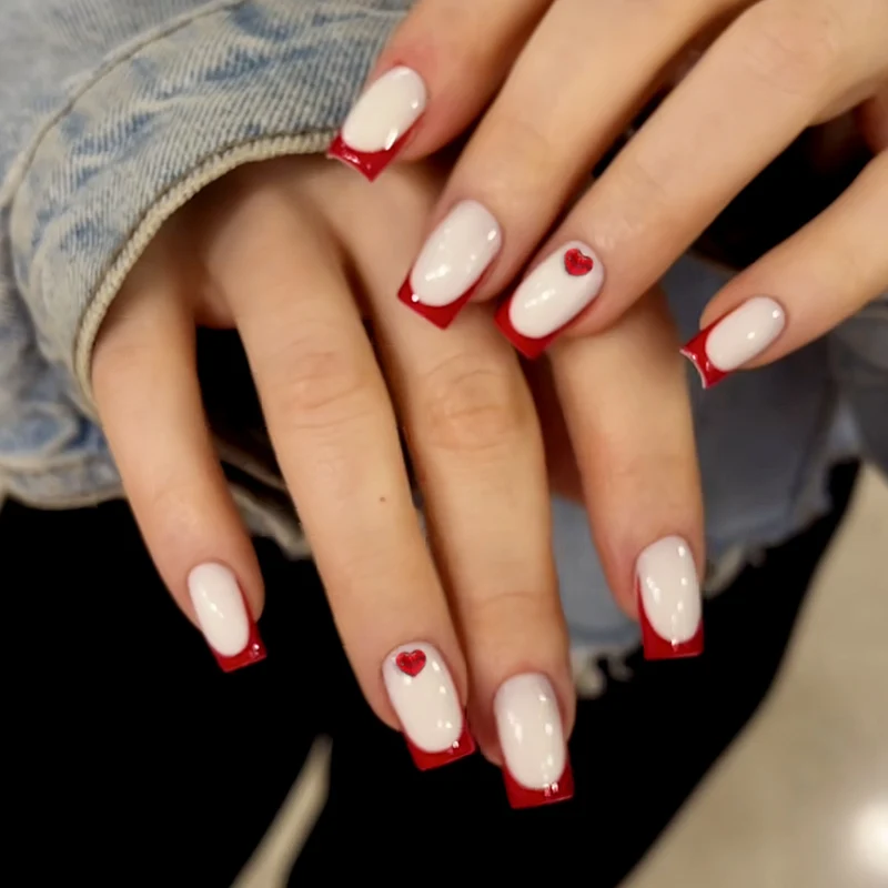 Herz-Akzent Acryl Nagelkunst Extensions Karnz