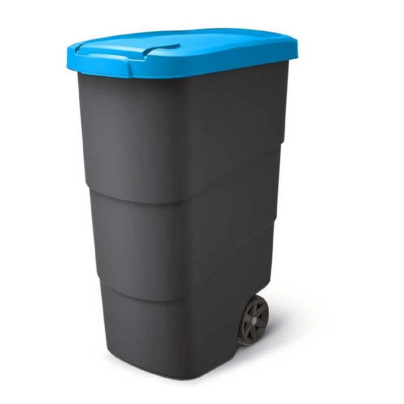 Prosperplast Wheeler 90L Müllbehälter mit Rädern und Deckel Mülltonne Müllgroßbehälter Großmülltonne Universaltonne Kunststoff Blau