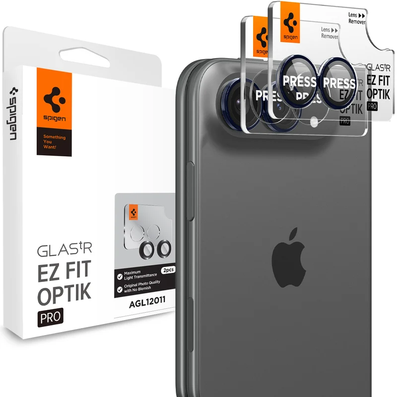 Glas für die Kamera für iPhone Duo, Spigen Glas.tR EZ Fit Optik Pro 2-Pack, Dunkelblau