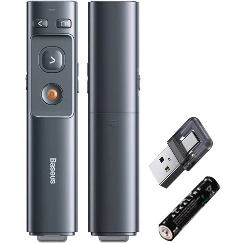 Laserpointer, kabellos / Fernbedienung für Präsentationen, Baseus Orange Dot, 100 m, 2.4 GHz, Grau