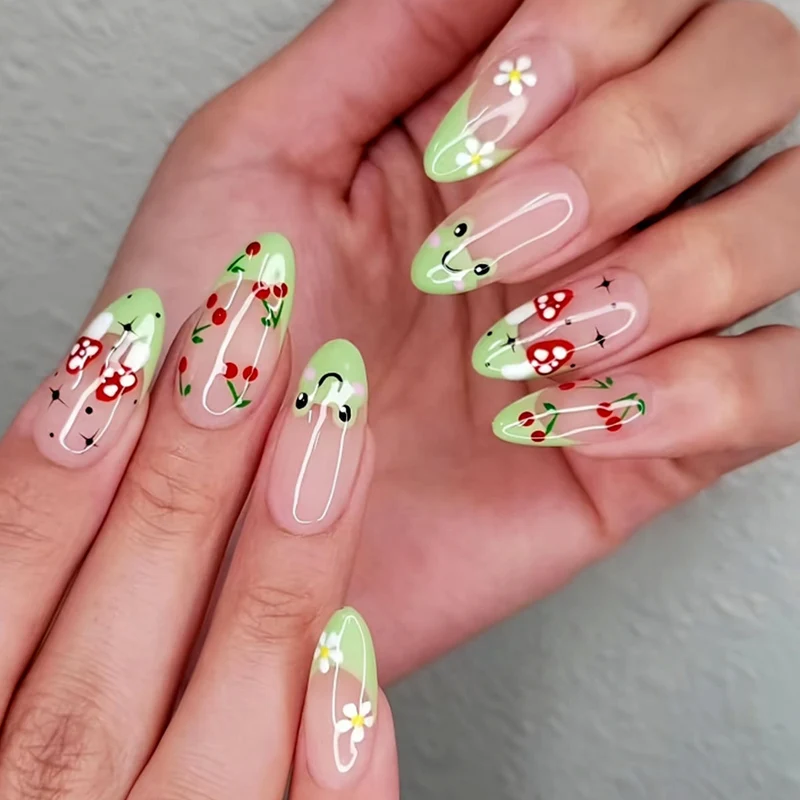 Verspielte Blumige Nagelkunst Verlängerungen Karnz